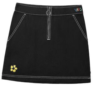 Vans Brighton Black Skater‎ Flower Embroidered Mini Skirt Women Size Large